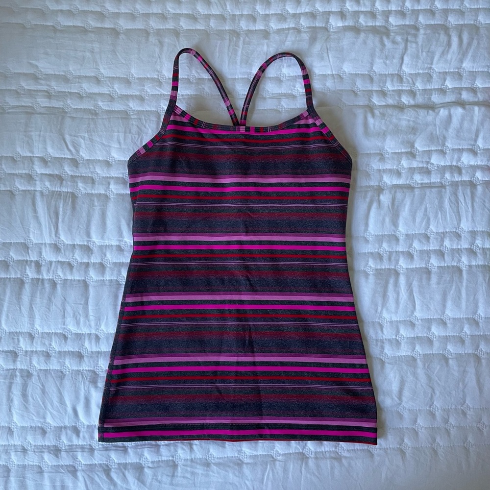 Lululemon striped razorback exercise shirt